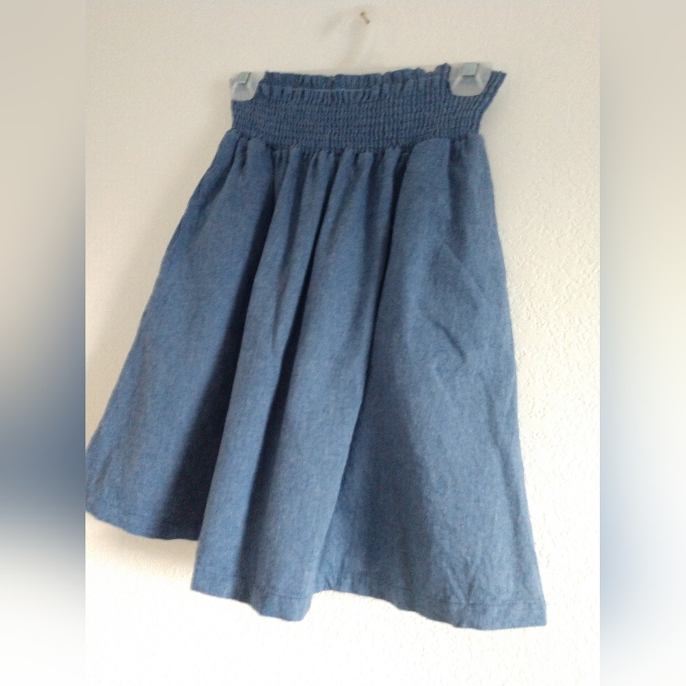 Merrick White Women's Short Skirt Blue Elastic Waist Pull On Size Large - Picture 4 of 9